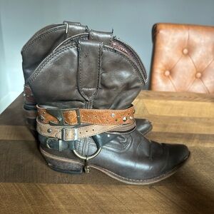 Durango Brown Ankle Boots with Tan Accents